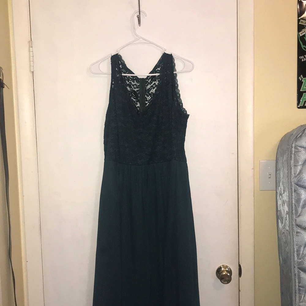 Forrest green bride maids dress